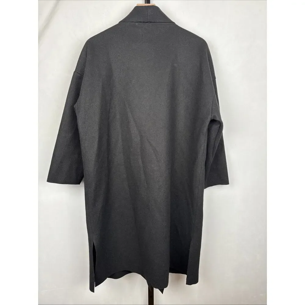 NEW Sadie & Sage Open Front Coat Womens Small Black Relaxed Lagenlook Minimalist - Picture 6 of 12